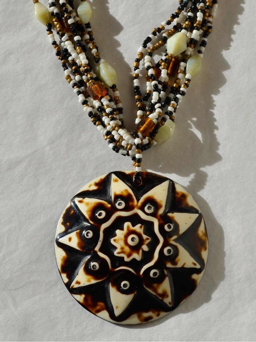 Statement Necklace with large Mandala Pendant